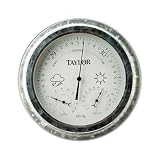 New Taylor 9 Inch Round Weather Station Weather-Resistant Finish Measures Temperature/Air Moisture