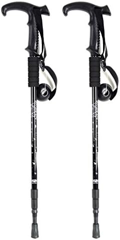 UBOYS LIVING 3 Sections Retractable Carbon Fiber Straight EVA Climbing Poles Alpenstock-1 Pair, Black