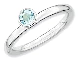 Stackable Expressions Sterling Silver High 4mm Round Simulated Aquamarine Stackable Ring