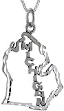 Sterling Silver Michigan Talking Pendant, 1 in. (25mm) wide