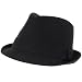 New Linen Band Fedora Trilby Gangster Hat Solid Black Medium Large