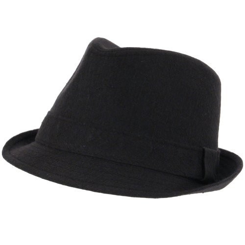 New Linen Band Fedora Trilby Gangster Hat Solid Black Extra Large Xl: 60cm, 23-5/8, 7-1/2