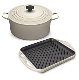 Review Le Creuset  / Le Creuset 24cm Round Almond Casserole with Free Square Grill