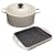 Le Creuset Cast Iron Round Casserole, Almond, 24 cm with Free Matching Square Grill