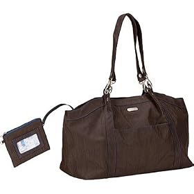 Ladies baggallini HMC278 Hampton Bagg - Mushroom Caspian Blue Crinkle Nylon by Baggallini