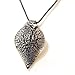 Glass Leaf Pendant Crackled Effect Black