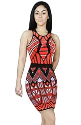 Geometric Print Sleeveless Spring Summer Fall Winter Acrylic/Cotton/Nylon/Polyester/Rayon/Spandex/Viscose/Wool/Knit Bodycon Dress 