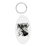 IMAGE OF Aluminum Oval Keychain Rock Guitar Music Grunge