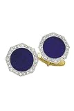 14k Gold and Diamonds Octagon Lapis Cufflinks