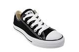 Converse All Star Chuck Taylor Junior Kids Ox Classic Black Canvas Trainers Shoes
