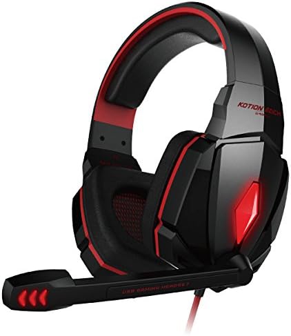 Gaming Headset,KOTION EACH G4000 Stereo Gaming Headphone Headset Headband with Mic Volume Control for PC Game Black+Red