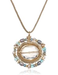 Dana Kellin Champagne Citrine with Mixture of Pearls and Crystals Pendant Necklace, 16"
