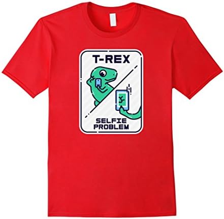 Men's Funny Selfie Problem of Dinosaur T-Rex T Shirt XL Red