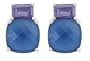 Platinum Plated Sterling Silver Blue Opaque Cubic Zirconia Cushion-Cut and Purple Emerald-Cut Cubic Zirconia Earrings
