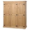 Corona Mexican Solid Pine Flat Top 3 Door Wardrobe