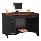 Stanford Computer Desk in Antique Black and Hansen Cherry Finish By Bush Furniture