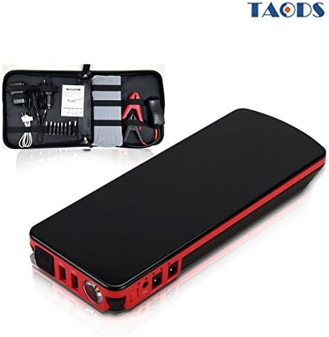 TAODS(TM) Multi-Functional 66.6 Wh Car Jump Starter Vehicle Emergency Starter 600A Peak Red/Black Portable Power Bank For Iphone Samsung Led Light Torch Flashlight E-power-21