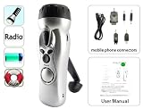 (Four) Wind 'N Go LED Flashlights with Cell Phone Charger, Alarm and Radio