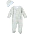 Spasilk 2 Piece Sleepwear With Hat - Boy Stripe Print, Blue, 0-3 Months