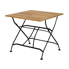 Siena Garden 337002 Klapptisch Peru, schwarz mit Teakholzplatte L 80 x B 80 x H 72 cm