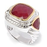 Sterling Silver / Platinum & 18K Vermeil Three-Stone Opaque Gem Ring