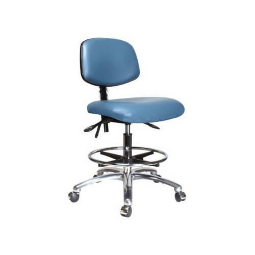 Perch Chrome Laboratory Chair 20 - 28 w/Footring (Glides/Adobe White Vinyl)