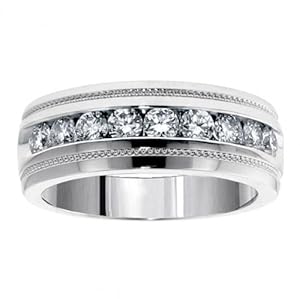 1.00 CT TW Brilliant Cut Diamond Men's Ring in Platinum Channel Setting - Size 10.5
