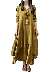 Long Sleeves Fall Winter Wool Vintage Asymmetric  Dress
