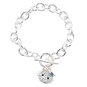 Hello Kitty Blue cz Rhodium Charm Bracelet
