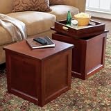 Wood Storage Cube with Tray, Black