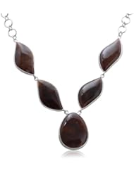 Rhodium Plated Brass with Moss Agate Necklace