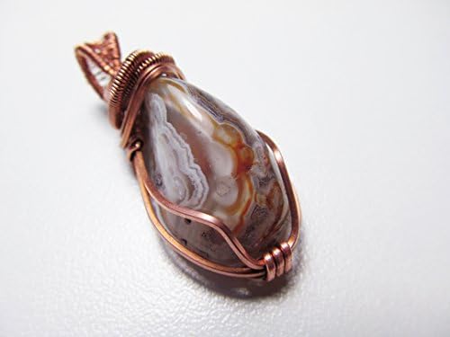 Rocky Mountain Agate Wire Wrapped Pendant Crazy Lace Agate Copper Necklace Statement Jewelry