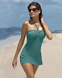 Newport News Stone-Trimmed One-Piece Bandeau Swimsuit Dress