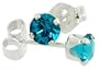 March Birthstone Aquamarine-Colored 4mm (0.25 Carat Each) Swarovski Crystal Sterling Silver Stud Earrings