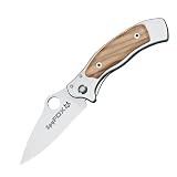Fox Mini Spy-Olive Wood Handle 2.1inch Blade 5.1inch Overall Length 0.08inch Thickness