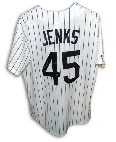 Autographed Bobby Jenks Chicago White Sox White Majestic Jersey