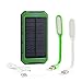 {Solar Charger with 2 USB Lamp}10000mah Dual USB Portable Charger Backup External Battery Pack ;Solar Panel/Solar Power Bank for iPhone 6 Plus 5S 5C 5 4S, iPod 5 4, Galaxy S6 S6 Edge S5 S4 S3 Note 4 3, LG G3, Nexus, HTC One M9, GPS, Tablets,Camera and Other USB Devices