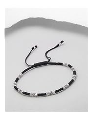 Cotton Waxed Thread Bracelet In Sterling Silver
