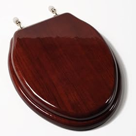 Comfort Seats C1B1E-16BR Designer Solid Wood Toilet Seat with PVD Brass Hinges, Elongated, Mahogany by Comfort Seats