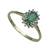 9ct Yellow Gold Ladies Emerald and 5pts of Diamonds Set Dress Ring Size - P