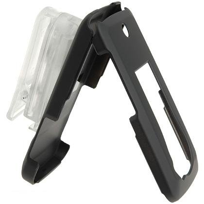 PCMICROSTORE Brand LG Muziq LX-570 570 Black Rubberize Texture Snap-On Crystal Case Cover with Removable Belt Clip