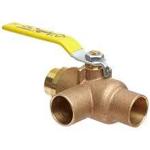 Apollo 70-900 Series Bronze Ball Valve, Two Piece, 3-Port Diverting, Lever, Solder End