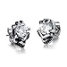 FUNRUN JEWELRY Unisex Stainless Steel Skull Head with CZ Inlay Stud Earrings Punk Style