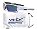 VertX Men's Polarized Sunglasses Sport Running Outdoor w/Free Microfiber Pouch – White and Black Frame – Green Lens