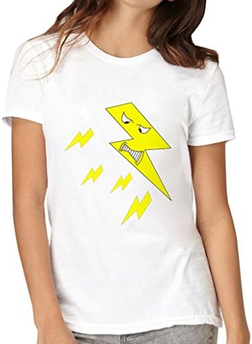 Cool T Shirts For Women Lightning Bolt Cartoon Funny Shirts White Small