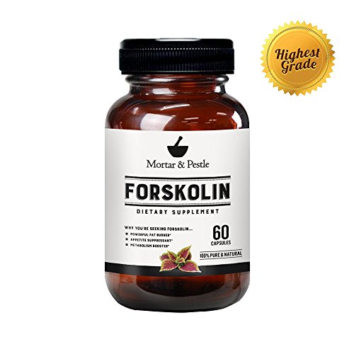 Pure Forskolin Extract (60 Capsules) by Mortar & Pestle - Premium Research Verified Weight Loss Supplement - Boosts Metabolism, Increases cAMP Levels