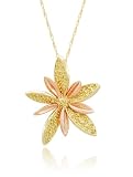 10k Yellow and Rose Gold Flower Yellow Diamond Pendant Necklace (1/5 cttw), 18"