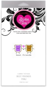 SweetTats Customizable Best Friends Like Peanut Butter & Jelly Wrist Temporary Tattoo Pack - 6 Tats Per Pack