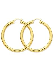 14k Yellow Gold Polished 5mm Tube Hoop Earrings. Gold Wt- 10.43g. 55mm Diameter