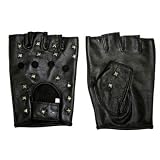 <strong>送料</strong>無料 バイク用 グローブ ◎ 半指  スタッズ レザーグローブ （角鋲 ブラック）
